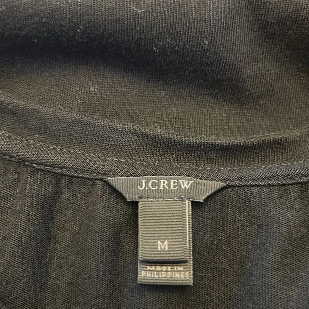 J Crew black sleeveless multicolored bow tie cotton blouse Size M EUC